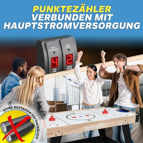 SereneLife Airhockey Tisch mit Luft – Air Hockey Spieltisch ideal als Gamer Tisch – Tischhockey für lustige Tischspiele mit Airhockey Pucks & Schieber – Robuste Air Hockey Tische Kinder & Erwachsene – Bild 5