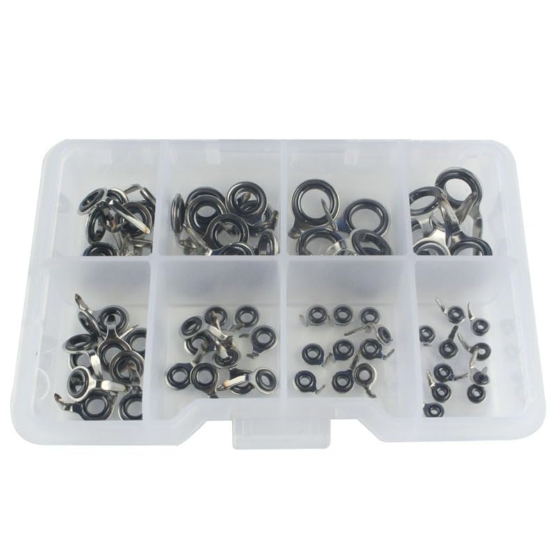Kit 70 piezas guías para cañas de pescar, acero inoxidable miniatura 1