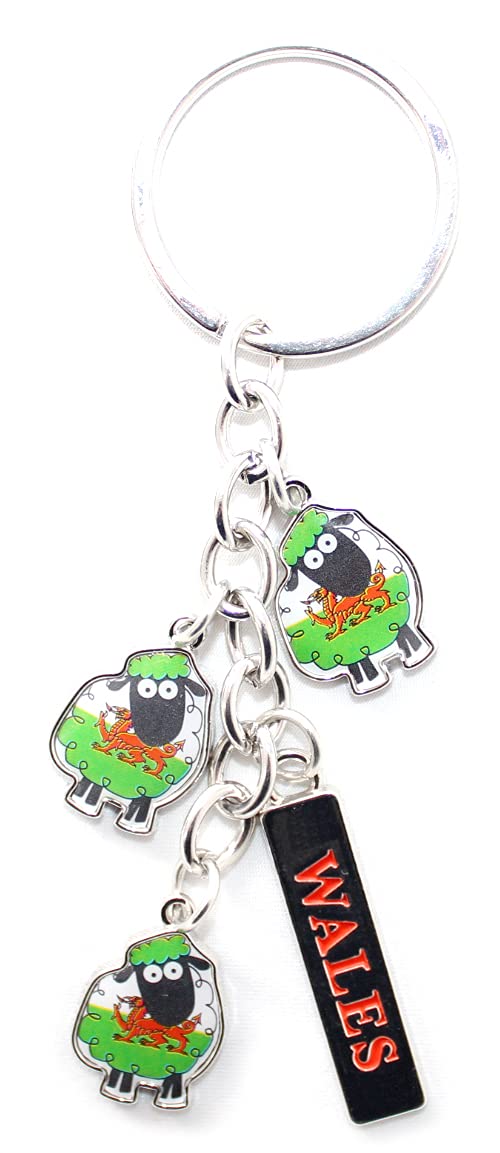 Eurostick Unisex Wales Sheep Keyring Wales Welsh Cardiff Multi Keyring Keychain Cymru Llanfair Bagcharm (Wales Sheep Keyring)