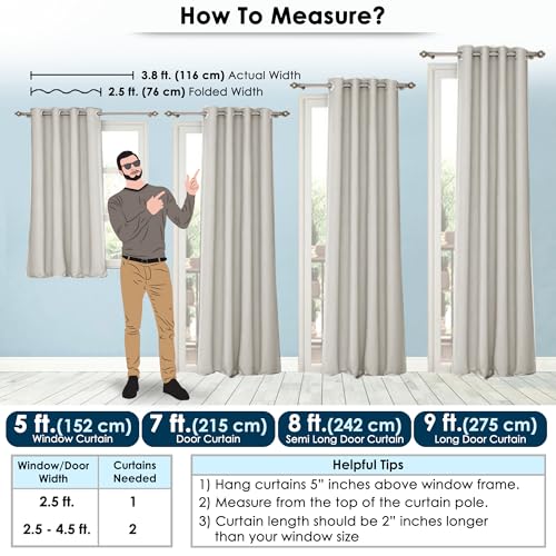 Image of Story@Home 100% True Blackout Long Door Curtain 9 Feet Long Set of 1 | Solid Design |Room Darkening Curtain | Thermal Insulated Curtains for Living Room, Bedroom | 116 X 275 Cm, Pastel Ivory
