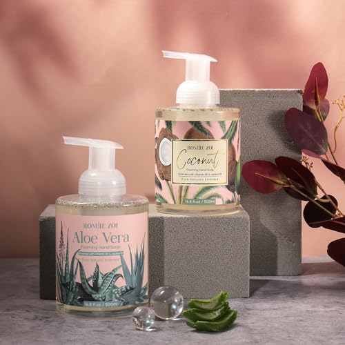 Image of ROMIIE ZOI Foaming Hand Soap, Coconut,Aloe Vera, 500ml / 16.8fl.oz | With Gift Box, Gentle cleansing, nourishes skin without drying
