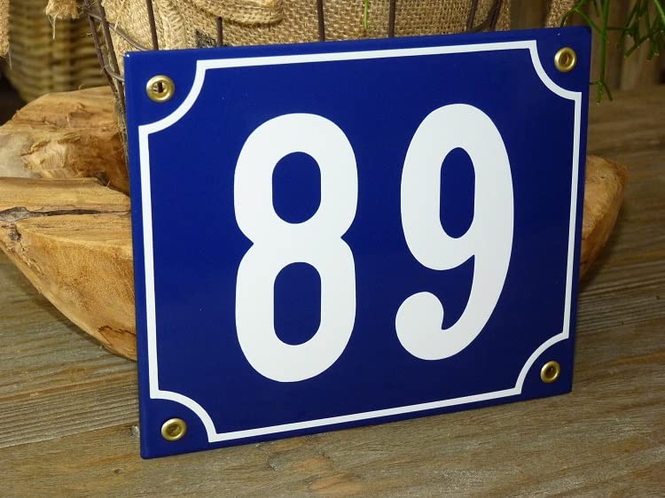 Numéro de maison émail n°89 bleu de tradition 18x15 cm haute résistance