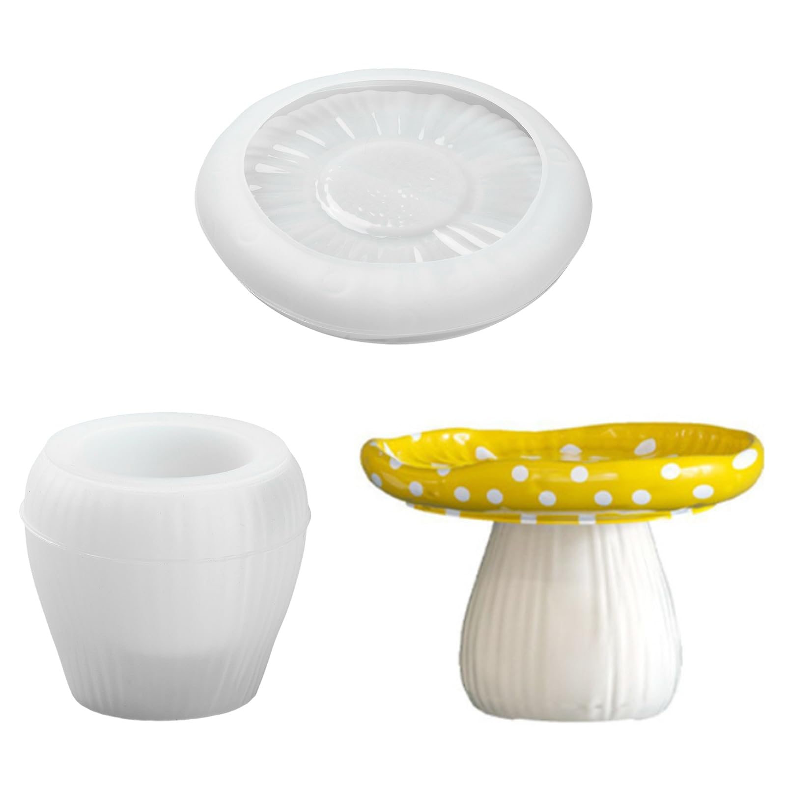 Airssory 1 Set Mushroom Vase Tray Gypsum Silicone Mold Forest Theme Mould Resin Casting for DIY Candle Epoxy Resin Craft Handmade Wax and Home Decor 15x15.1cm