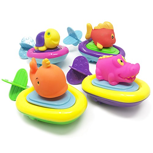 Boley 4 Pack Pull String Animal Surfer Bath Toy Set - Educational Toy