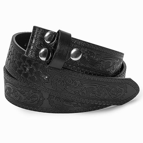 UTOWO Men Women Retro Belt Strap without Buckle 1.5" Wide Classic Western Embossed PU-Leather Belt for Jeans2