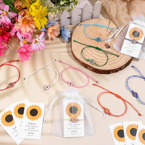 50 Set Sunflower Thank You Gift For Colleagues Employee Appreciation Gifts Sunflower Bracelets Inspirational Gifts with Motivational Sunflower Thank You Cards for Women Teacher Coworker Nurse4