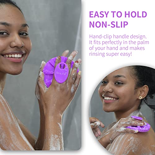 Image of Silicone Body Scrubber, Shower Bath Scrubber, More Hygienic Than Traditional Loofah, Lather Nicely, Long Lasting, Gentle Exfoliating Brush for Women Men Baby Sensitive Skin, 1 Pack, Purple