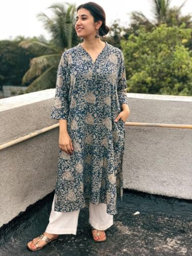 Image of Modestouze Attires Single Kurti for Women - Polyester Rayon Floral Printed Straight Cut Kurti Full Sleeve Umbrella, Wear it on Office, Daily & Regular Purpose Under 200, 250, 300, 500 for 2025 Design