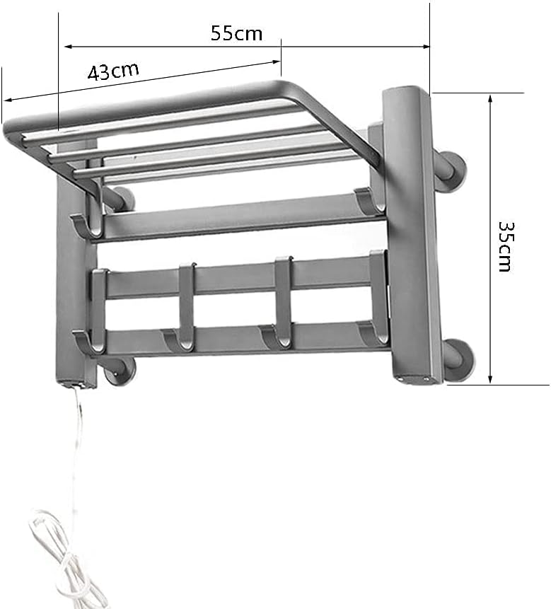 Towel Rack Bathroom Towel Drying Rack Freestanding 4-Bar Electric Heated Bath Towel Warmer Rack, Hardwired, Wallmountable, Plug in, 90W Easy to Install (Color : Silver)
