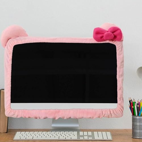 Miniatura 3 de 2 fundas elásticas kawaii para monitor, orejas de gato, color rosa, a prueba de polvo para PC, TV, laptop (17 a 24 pulgadas)