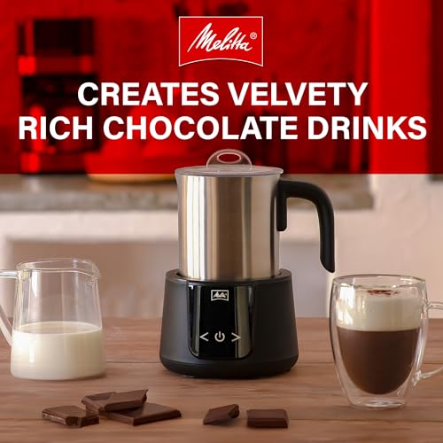 Image of Melitta Montalatte Milk Frother with Chocolate Blending Disk | Hot & Cold Nano Foam, Vegan Milk Warmer, Velvet Hot Chocolate Maker, Stainless Steel Steamer, Unique Chocolate Blending Disk