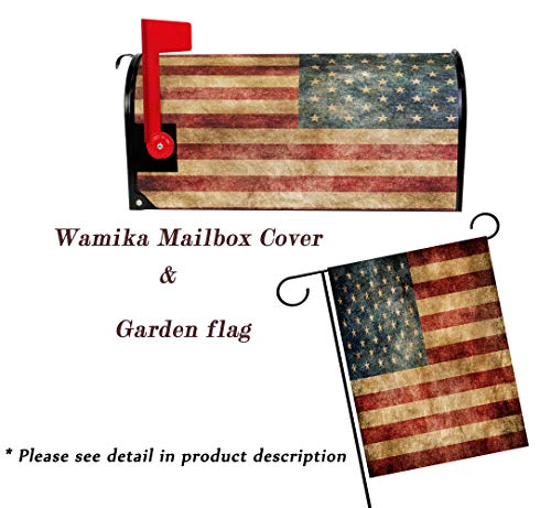 Image of Wamika Vintage American Flag US Stars and Red Stripe Mailbox Covers Standard Size Patriotic American Star Stripe Magnetic Mail Cover Letter Post Box 21 inch Lx 18 inch