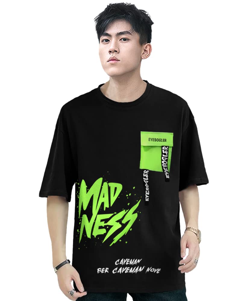 EYEBOGLERMen's Trendy Round Neck Half Sleeves Loose Fit Printed T-Shirt