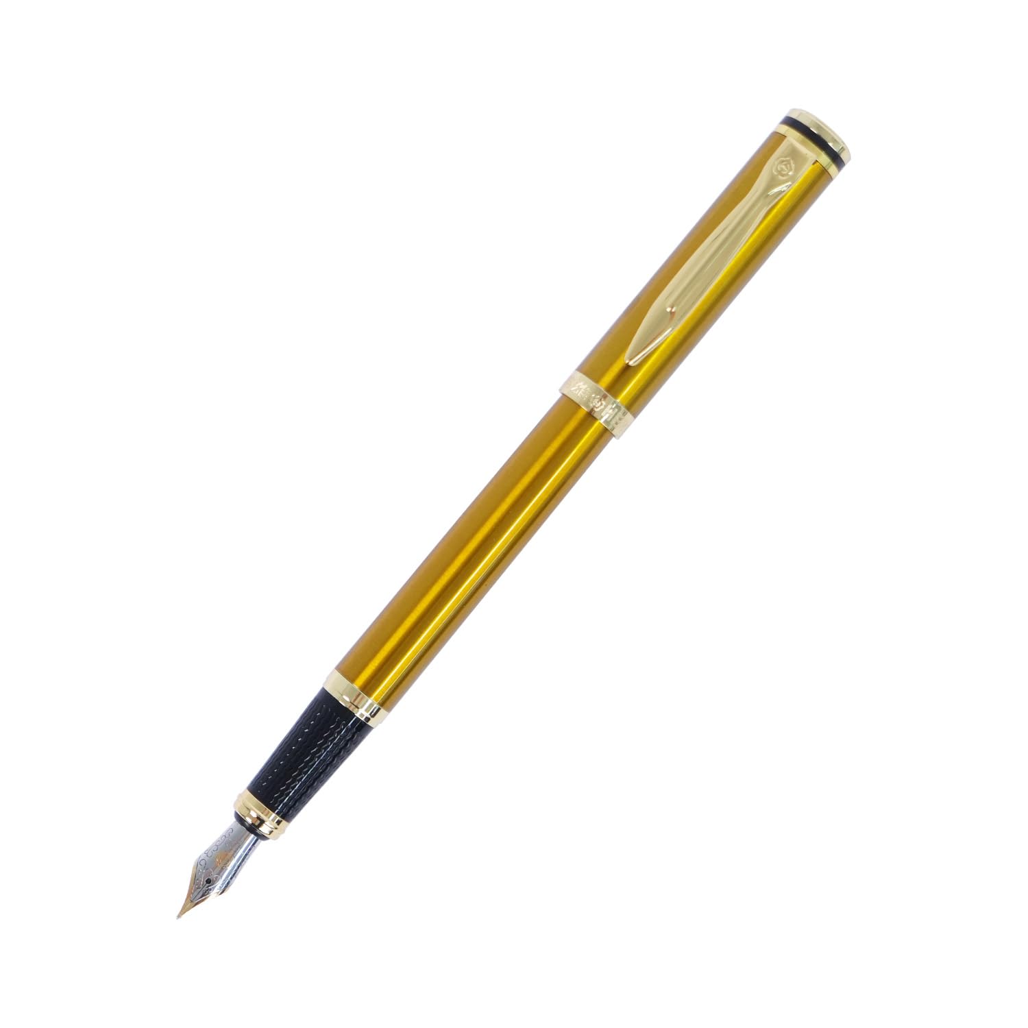 HERO 6177 Gold Metal Fountain Pen, 0.5mm Smooth Iridium Fine Nib, Rotary Ink Converter Included, Compatible with 2.6mm Ink Cartridges, Premium Writing Gift Pen for School, Office & Journaling