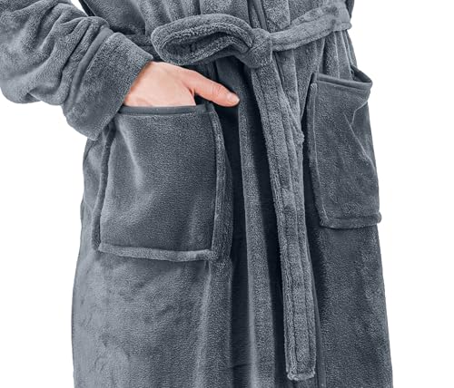 Ny Threads NYT002 Luxurious Men'S Shawl Collar Fleece Bathrobe Long Spa Robe thumb #3