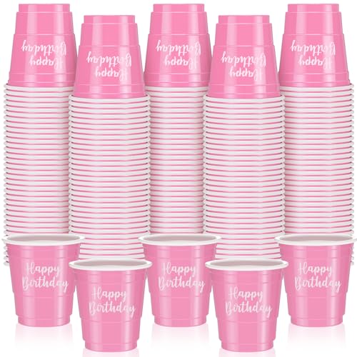 Layhit 100 Pcs Shot Glasses 2oz Disposable Plastic Party Cups, Pink