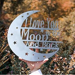 Steel Roots Decor I Love You To The Moon And Back Wall Art, Hanging Monogrammed Gift for Anniversary or Valentine’s Day, Powder Coated Metal Laser Cut Holes (18’’ Polished Charcoal) Steel Roots Decor I Love You To The Moon And Back Wall Art Hanging Monogrammed Gift for Anniversary or Valentines Day Powder Coated Metal Laser Cut Holes 18 Polished Charcoal