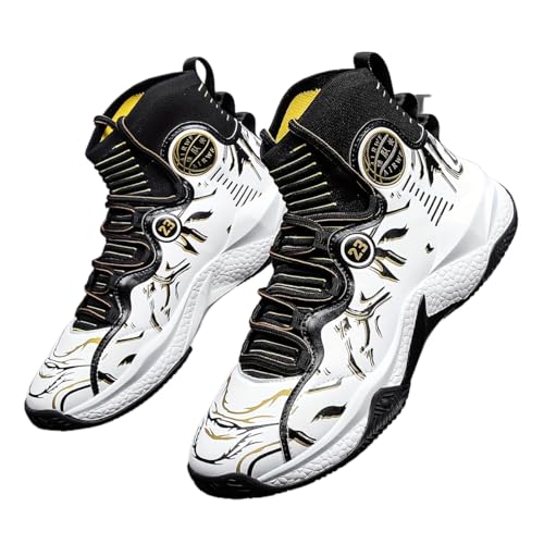 Men's High-Top Basketball Sneakers - Breathable, Non-Slip Rubber Sole with Shock Absorption, Durable & Stylish for Running and Casual Wear