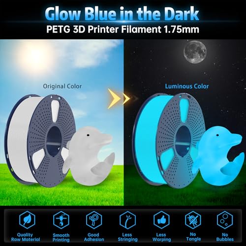 Image of SUNLU PETG Glow in The Dark Filament, Luminous 3D Printer Filament 1.75mm, High Brightness and Long Time PETG Glows Filament, Dimensional Accuracy + /- 0.02mm, 1kg Spool. (White, Glow Blue)