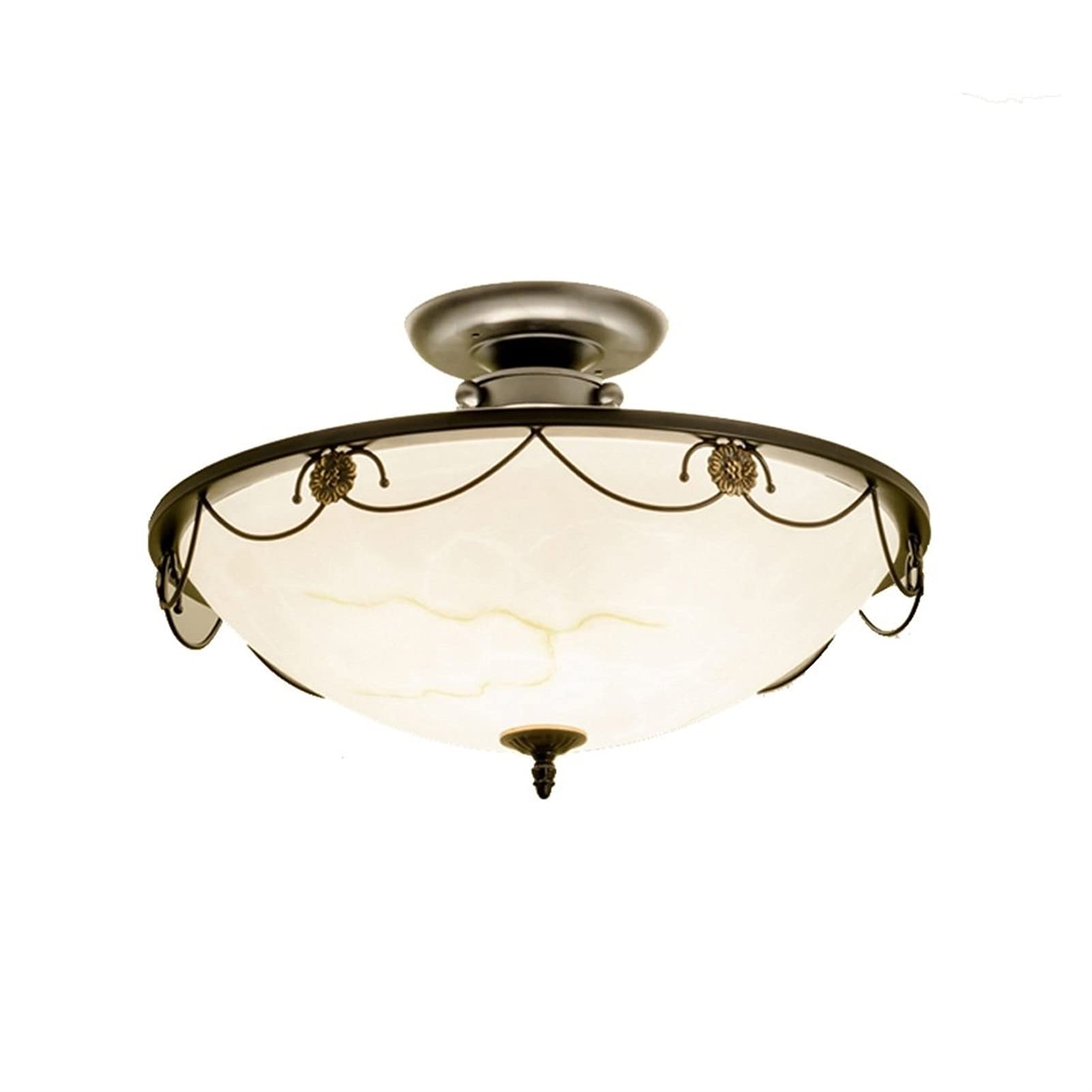Lampa sufitowa American kutego żelaza okrągła lampa sufitowa, ręcznie szczotkowane lampy szklane, domowa lampa sufitowa LED, ciepły korytarz korytarz balkonowy lampy sufitowe Oświetlenie sufitowe