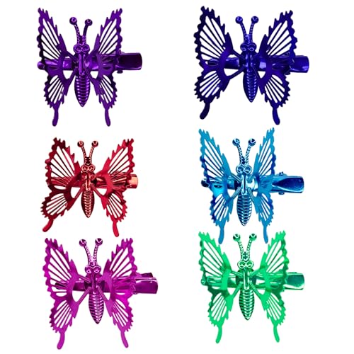 Pinzas para cabello mariposa 3D metal oro set 6