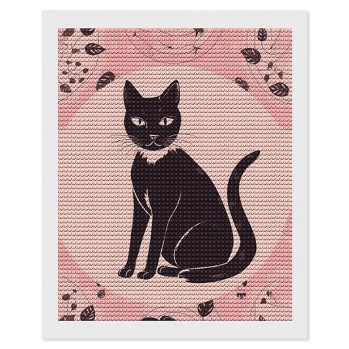 Peinture diamant 5D chat noir kit d'art loisir créatif adulte 40x50 cm