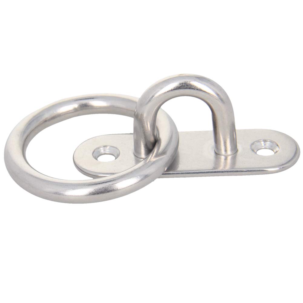 MroMax 304 Stainless Steel M8 80x26mm/3.15″x1.02″ (L x W) Ring Sail Shade Pad Eye Plate Marine Boat Rigging 2pcs