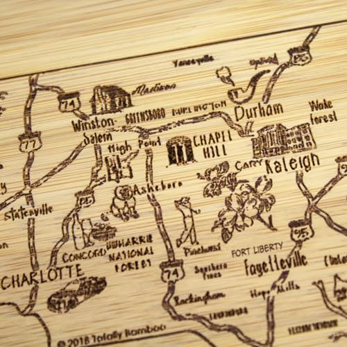 Image of Totally Bamboo A Slice of Life North Carolina Engraved Map Cutting Board