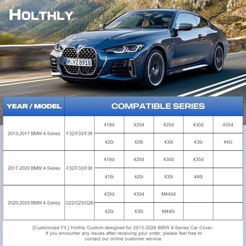Image of 10 Layers Car Cover Custom Fit for BMW 4Series (2013-2026) F32, F33, F36, G22, G23, G26, Waterproof All Weather for Automobiles, Outdoor Full Cover Sun Dust Rain Protection with Cotton. Silver