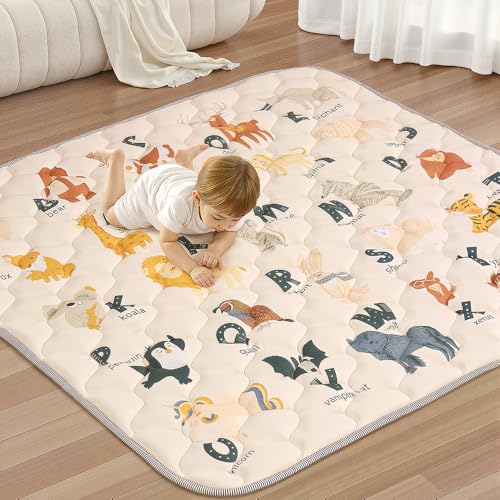 COMOMY Krabbelmatte Baby 127x127 cm, Extra Dicke und Weiche Spielmatte Baby...