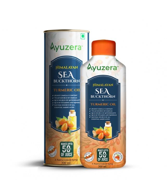Ayuzera Sea buckthorn with Turmeric Curcumin Oil 300ml | Liquid Supplements | Makes Upto 50 Glass Juice (B0D9B462JL) Amazon Price History, Amazon Price Tracker