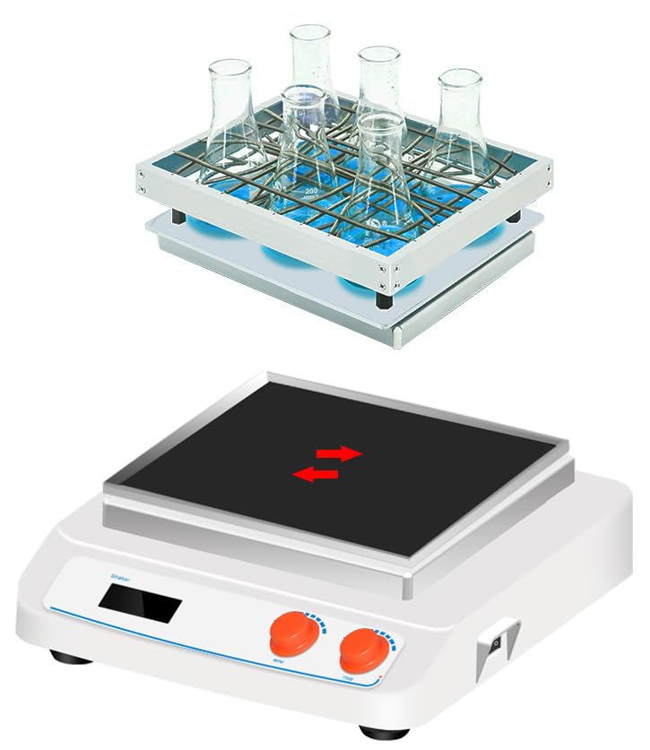 Benchtop Orbital Shaker Reciprocating Shaker Orbital Mixer Laboratory Shaking Instrument with Spring Tray Amplitude 8MM DC Brushless Motor Speed Range 60 to 500rpm LCD Speed Display