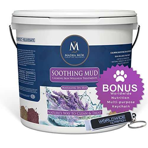Image of Madra Mor Soothing Dog Essentials Mud Bath | Dog Bath Dog Hot Spot Treatment for Dog Allergy & Dog Itch Relief | Dog Coat Skin Care Products | 7.5lb Pail w Worldwide Nutrition Multi Purpose Key Chain