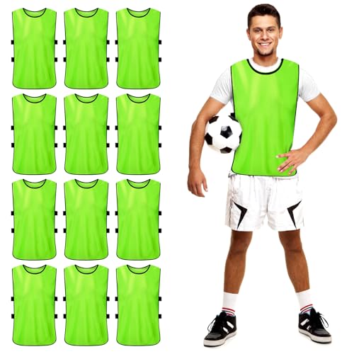 Petos Futbol: 12 Piezas Petos Deportivos, Transpirables Chaleco De Entrenamiento Futbol, Petos De Fútbol Camisetas, Chasuble Chaleco Deportivo, Chalecos De Entrenamiento Para Hombres Mujeres (Verde)