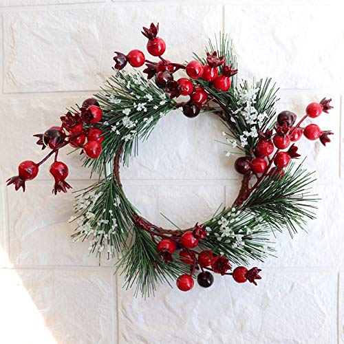 LIDEBLUE Künstlicher Weihnachtskranz, Beeren-Nadel-Girlande mit Blume, hängende Ornamente für Bauernhaus-Dekoration, Haustür Cover
