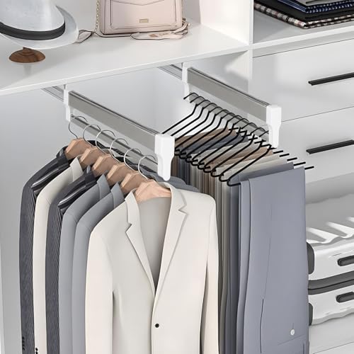 DBREAKS Extendable Clothes Rail for Pull-Out Clothes Hangers, Wardrobe Rail, Adjustable Wardrobe Rail - Image 2