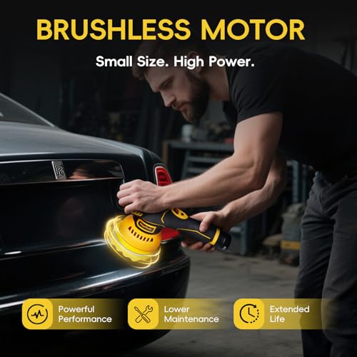 Image of 12V Cordless Car Buffer Polisher - Dual action polisher with 2x1500mAh batteries, adjustable speed (1500-4500 RPM), low noise, lightweight, ideal for car polishing, scratch removal, sanding
