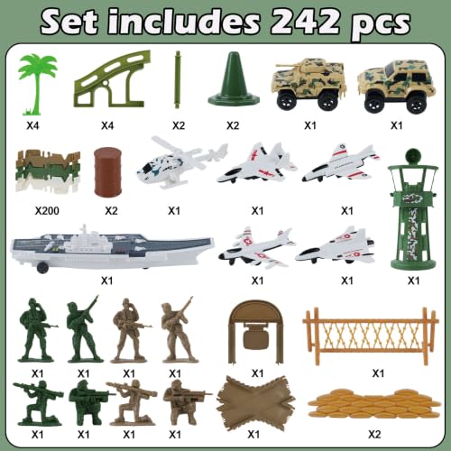 Image of Military Race Car Track Set, 240+ PCS Army Track Toy for Kids Ages 3-7
