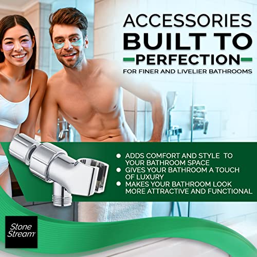 Adaptador y Soporte para Ducha de Pared Ajustable Original StoneStream para Duchas de Mano - Cromo miniatura 5