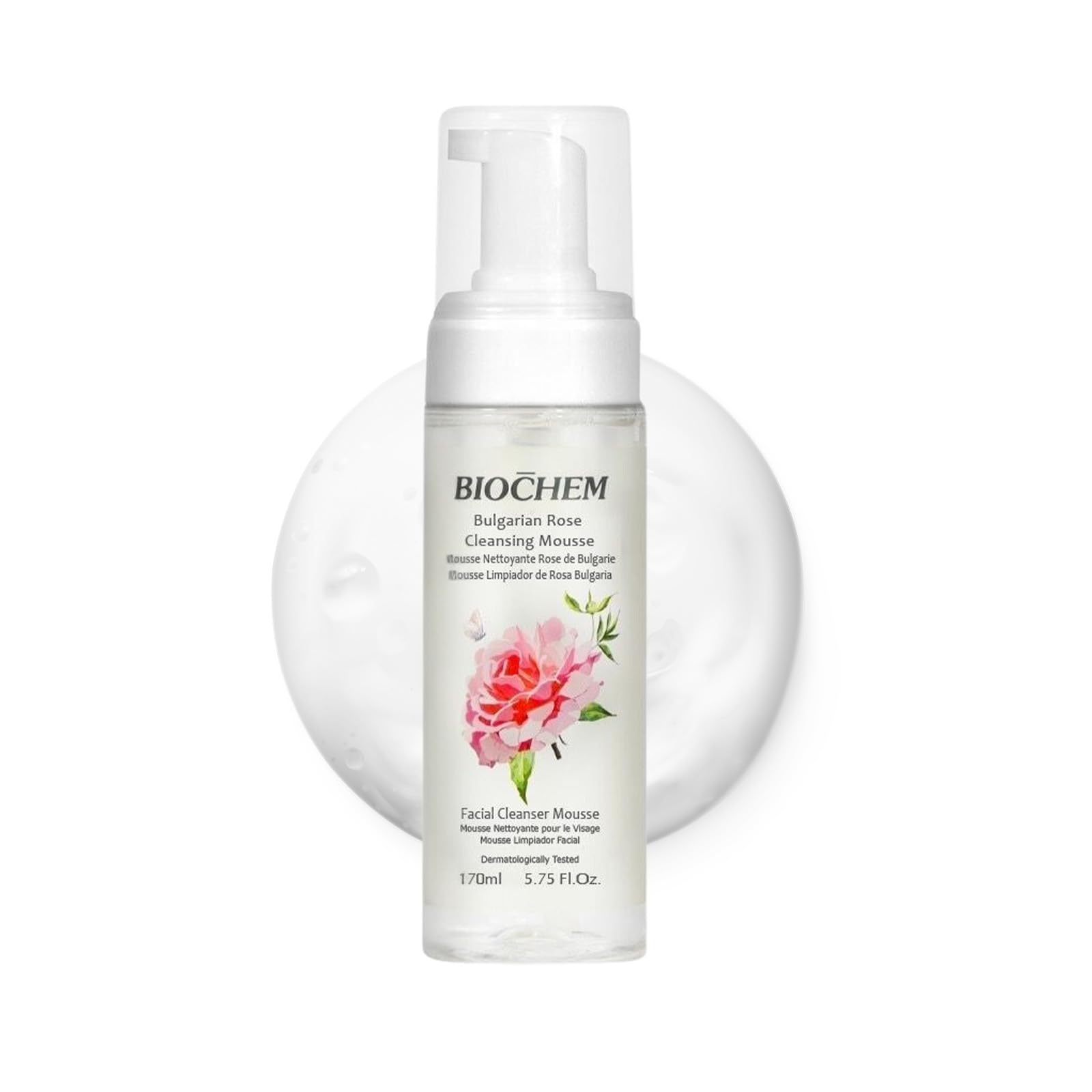 Bulgarian Rose Foaming Face Wash, 3-in-1 Cleanser Mousse with Rose Oil, Vitamin C & Hyaluronic Acid, Hydrating Gentle Daily Cleanser for All Skin Types, Cruelty-Free (5.75 fl oz / 170 mL)