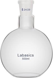 Labasics Single Neck Flat Bottom Boiling Flask, Borosilicate Glass Flat Bottom Boiling Flask with 24/29 Standard Joint, 500 ml