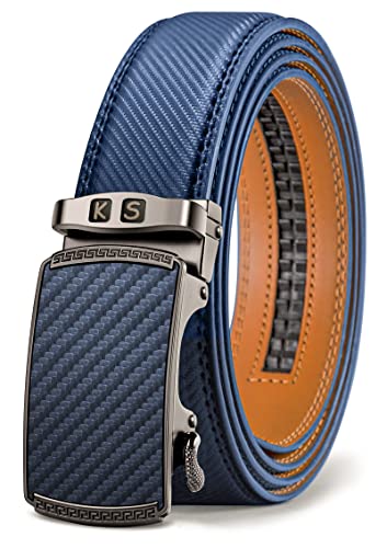 Image of KEMISANT Belt Men, Sliding Ratchet Belt Genuine Leather For Gift Mens Dress Pants Oxfords,Size Adjustable