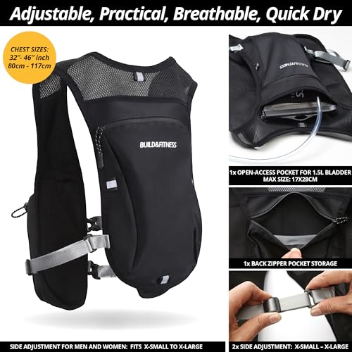 Running Hydration Vest for Women and Men. Reflective, 8 Pocket, Quick dry, Water-Resistant, Breathable, 1.5L - Image 3