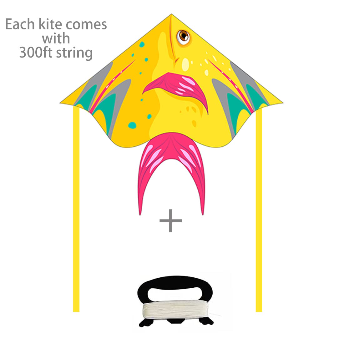 Set De 3 Cometas Fixi M Para Construir A Mano, 61x65 Cm, Con Cordón Y Cola, De Tyvek, Para Niños Desde 3 Años, Ideal Para Pintar