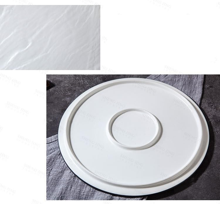 Platos para cocina, vajilla creativa para hotel, restaurante, plato de carne de cerámica negra mate, plato redondo plano para comer (10 pulgadas)