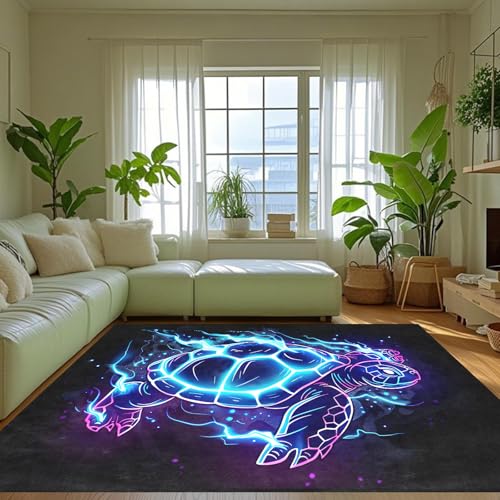Blue Sea Turtle Rug - Ocean Theme Turtle Carpet for Bedroom, Tropical Coastal Animal Theme Beach Rugs for Bedroom Living Room Indoor Outdoor Children Play Room Carpet 2.5x4 Feet - Image 4