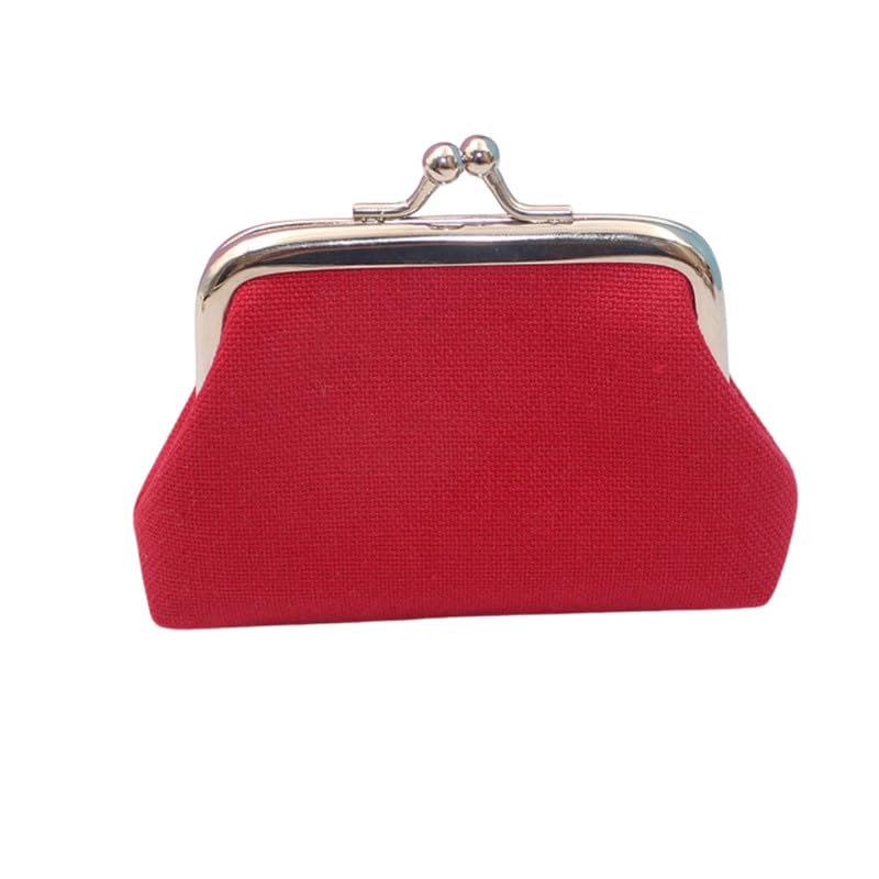Canvas Purse with Solid Colors, Mini Case & Key Pouch for Women | Red-image-11