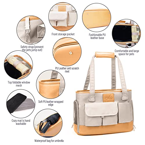 Johomviin Dog Carrier, Cat Carrier, Pet Carrier, Foldable Waterproof Premium Pu Leather Oxford Cloth Dog Purse, Portable Tote Bag Carrier For Small To Medium Cats And Small Dogs #TOP2