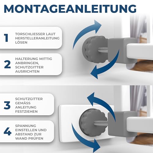 Hoffenbach 4X Wandschutz Pads für Treppengitter & Türschutzgitter – Rechteckige Schutzpads für Baby Klemmgitter – Wand- & Türschutz ohne Bohren – Für Türgitter und Treppenschutzgitter