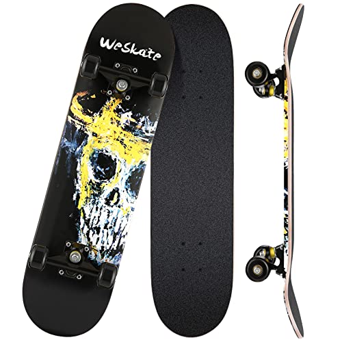 WeSkate Skateboard para Principiantes Adultos Adolescentes Niños Niñas 31'x 8' Skateboard 7 Capas Monopatin de Madera de Arce con rodamientos ABEC-11 Tabla Skate Completo Cargar 220 Libras